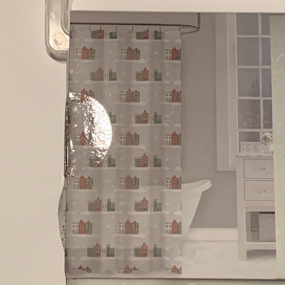 Envogue Christmas Village Shower Curtain